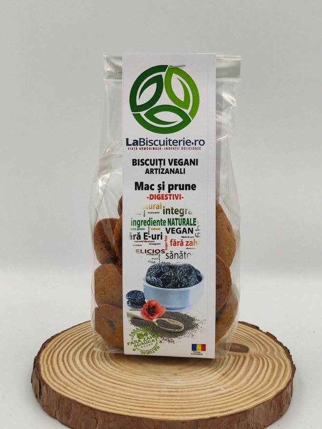 Biscuiti Vegani Artizanali cu Mac si Prune, 140g 