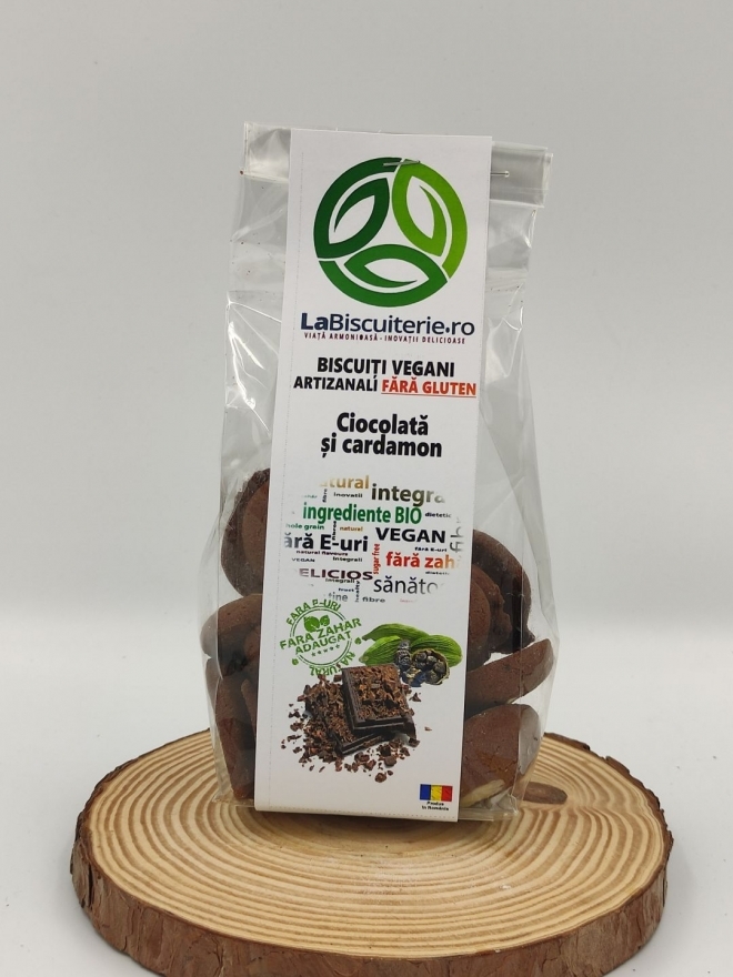 Biscuiti Vegani Artizanali Fara Gluten cu Ciocolata si Cardamo, 140g 