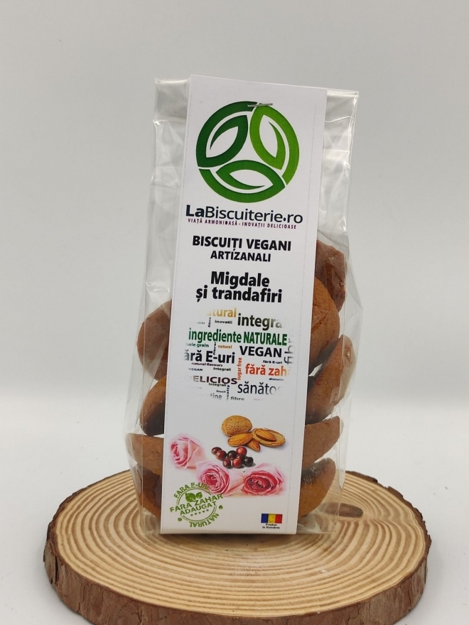 Biscuiti Vegani Artizanali cu Migdale si Trandafiri, 140g 